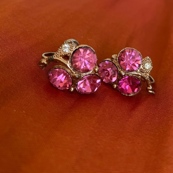 Vintage pink crystal earrings - Picture 1 of 2